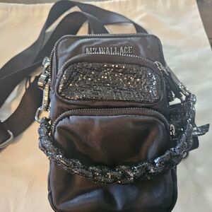 MZ Wallace Black Crosby Phone Bag with Sparkling Details And Dustbag